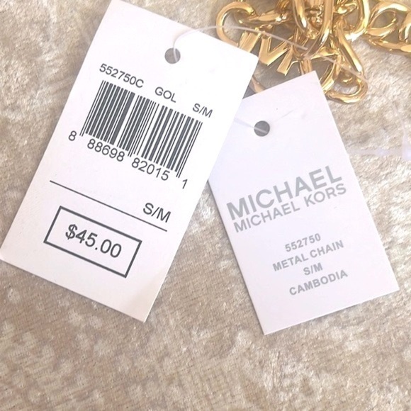 Brand New Michael Kors Gold Tone Logo Metal Chain Belt Adjustable Length main image 11